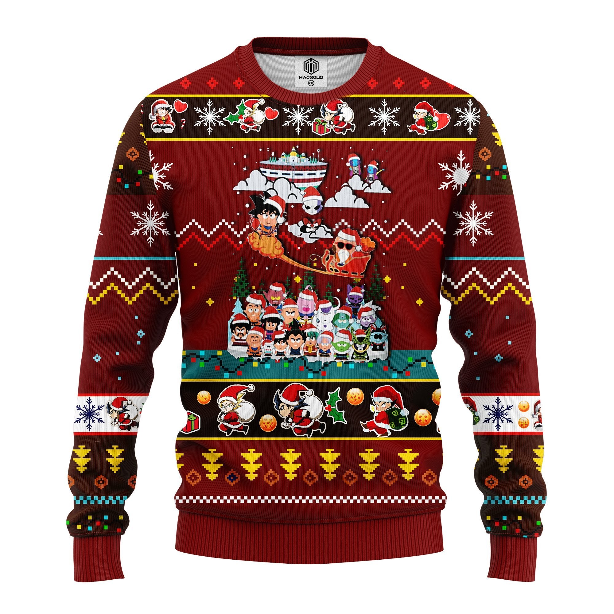 Dragon Ball Anime Ugly Christmas Sweater Red Brown 1 Amazing Gift Idea Thanksgiving Gift