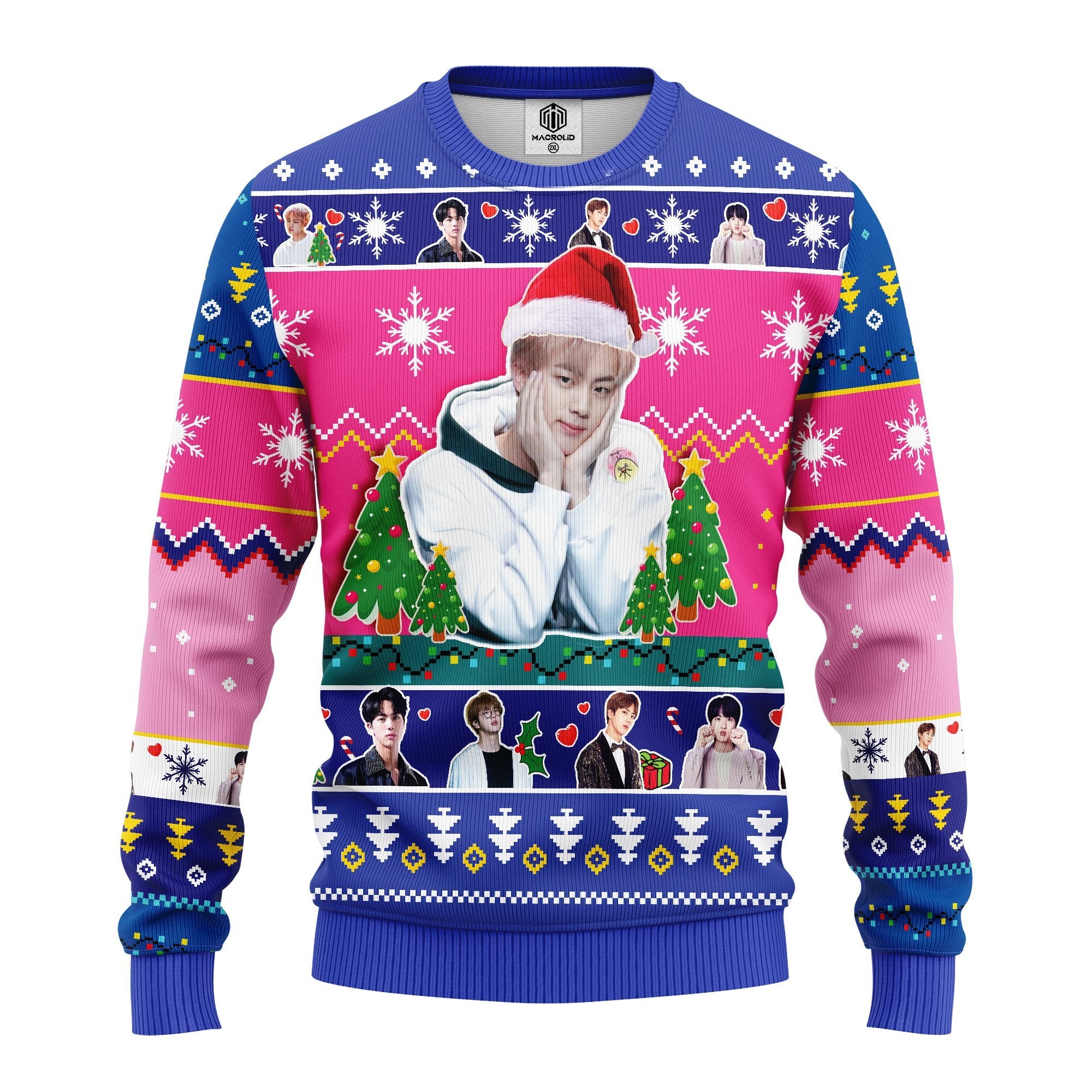 Jin Bts Ugly Christmas Sweater Pink- Amazing Gift Idea Thanksgiving Gift