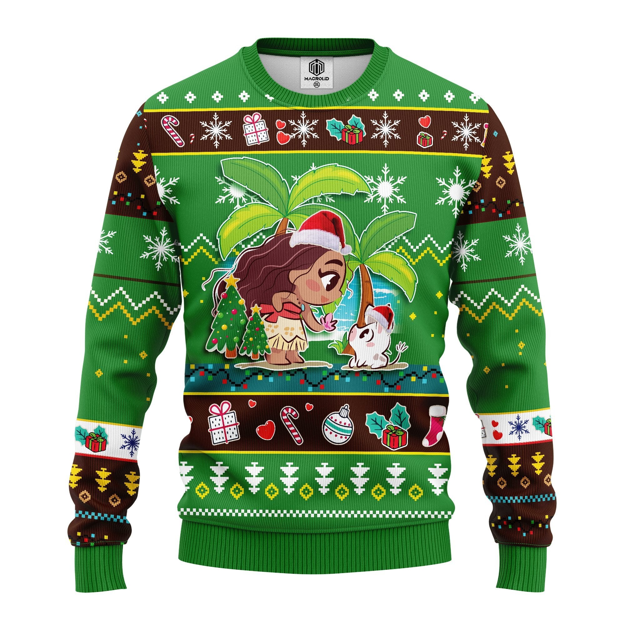 Moana Ugly Christmas Sweater Green Amazing Gift Idea Thanksgiving Gift