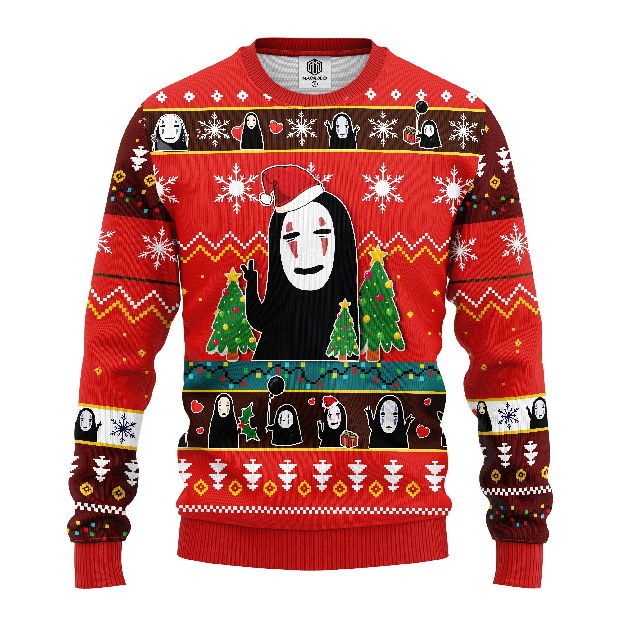 No Face Sprited Away Anime Ugly Christmas Sweater Red 1 Amazing Gift Idea Thanksgiving Gift