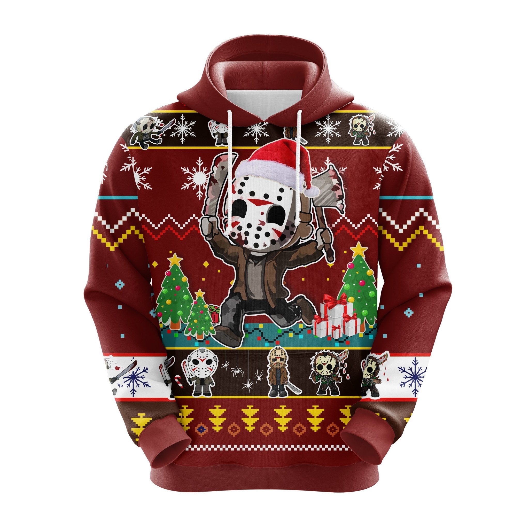 Friday The 13th Jason Voorhees Horror Movies Christmas Character Chibi Horror Christmas Cute Noel Mc Ugly Hoodie Amazing Gift Idea Thanksgiving Gift