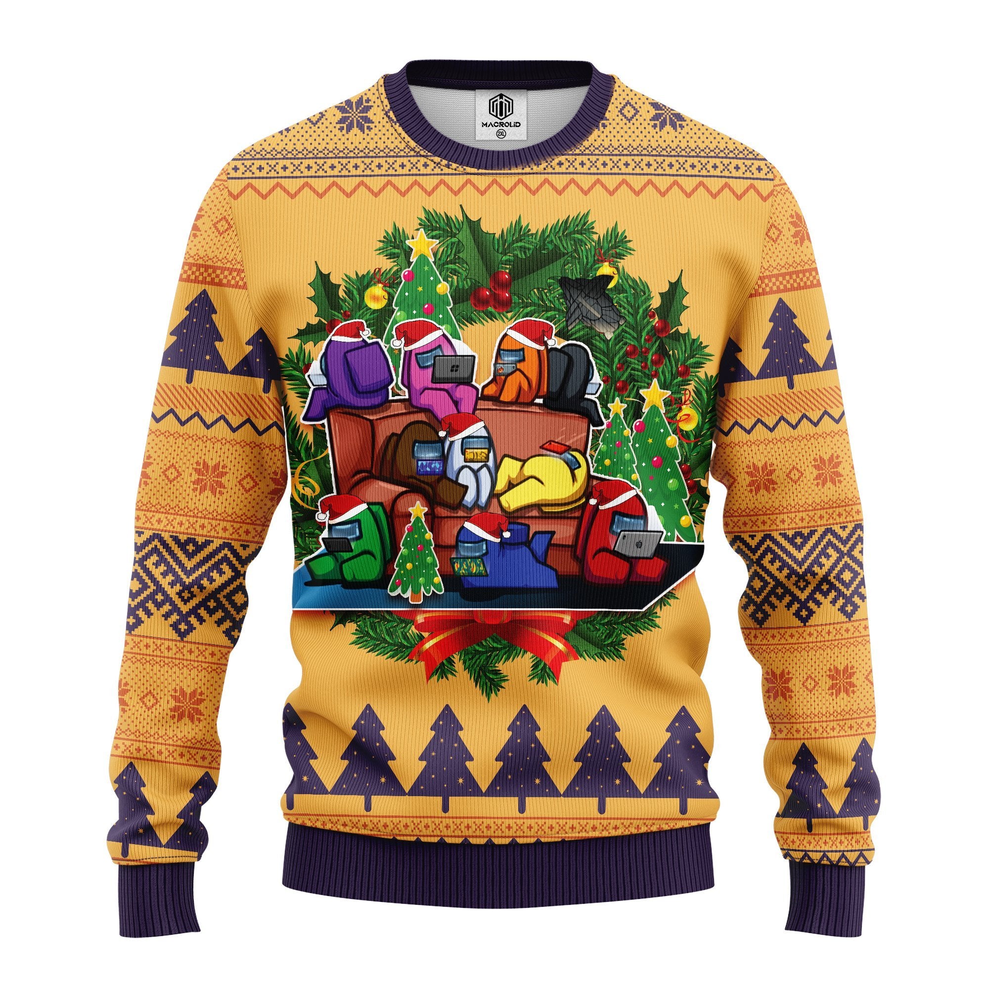 Among Us Yellow Ugly Christmas Sweater Amazing Gift Idea Thanksgiving Gift