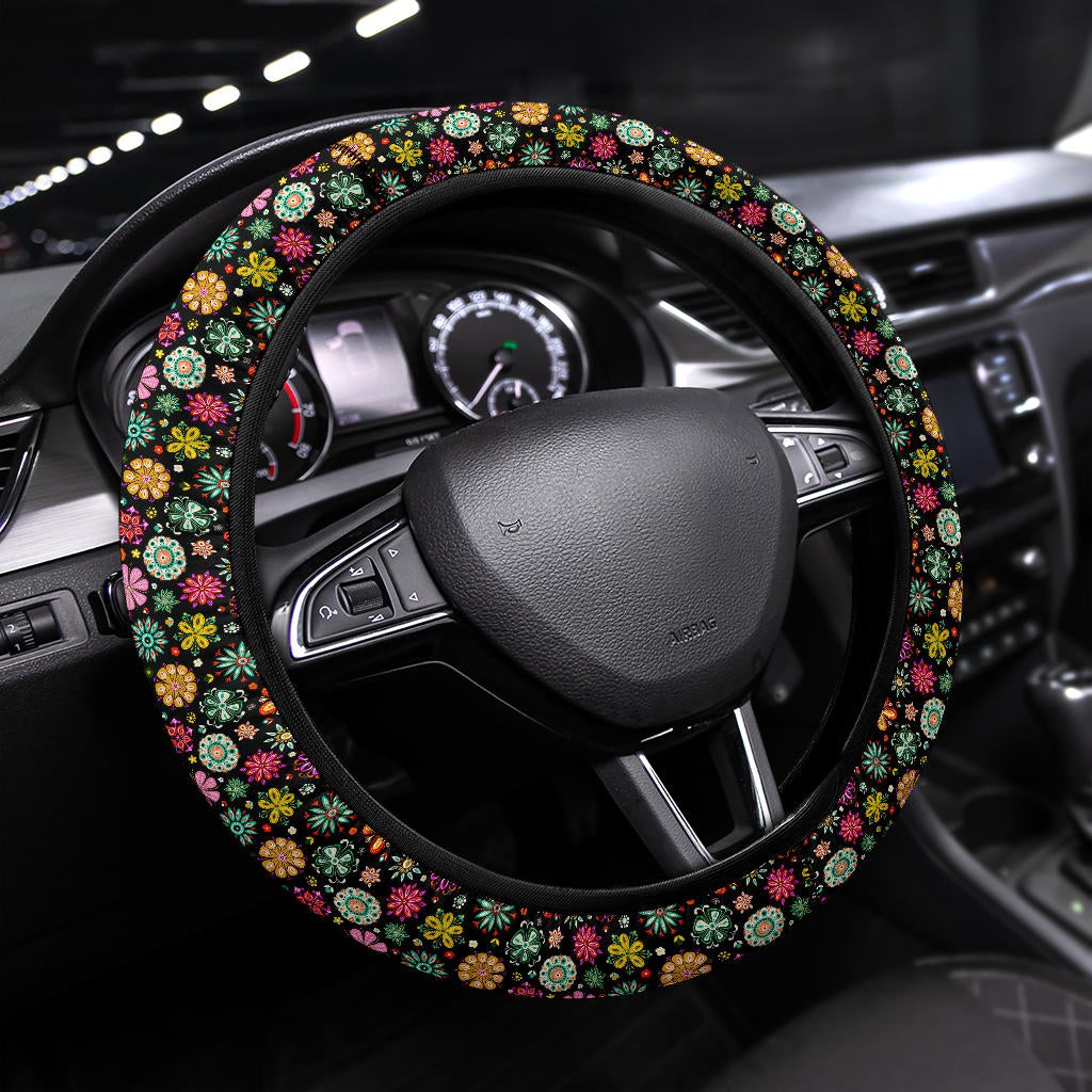 Flower Abstract Color Premium Car Steering Wheel Cover