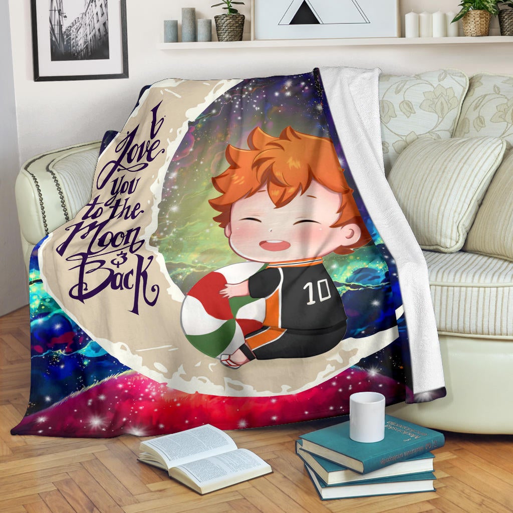 Cute Hinata Haikyuu Love You To The Moon Galaxy Premium Blanket