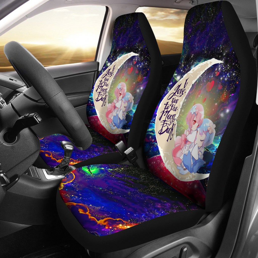Ram And Rem Rezero Love You To The Moon Galaxy Car Seat Covers