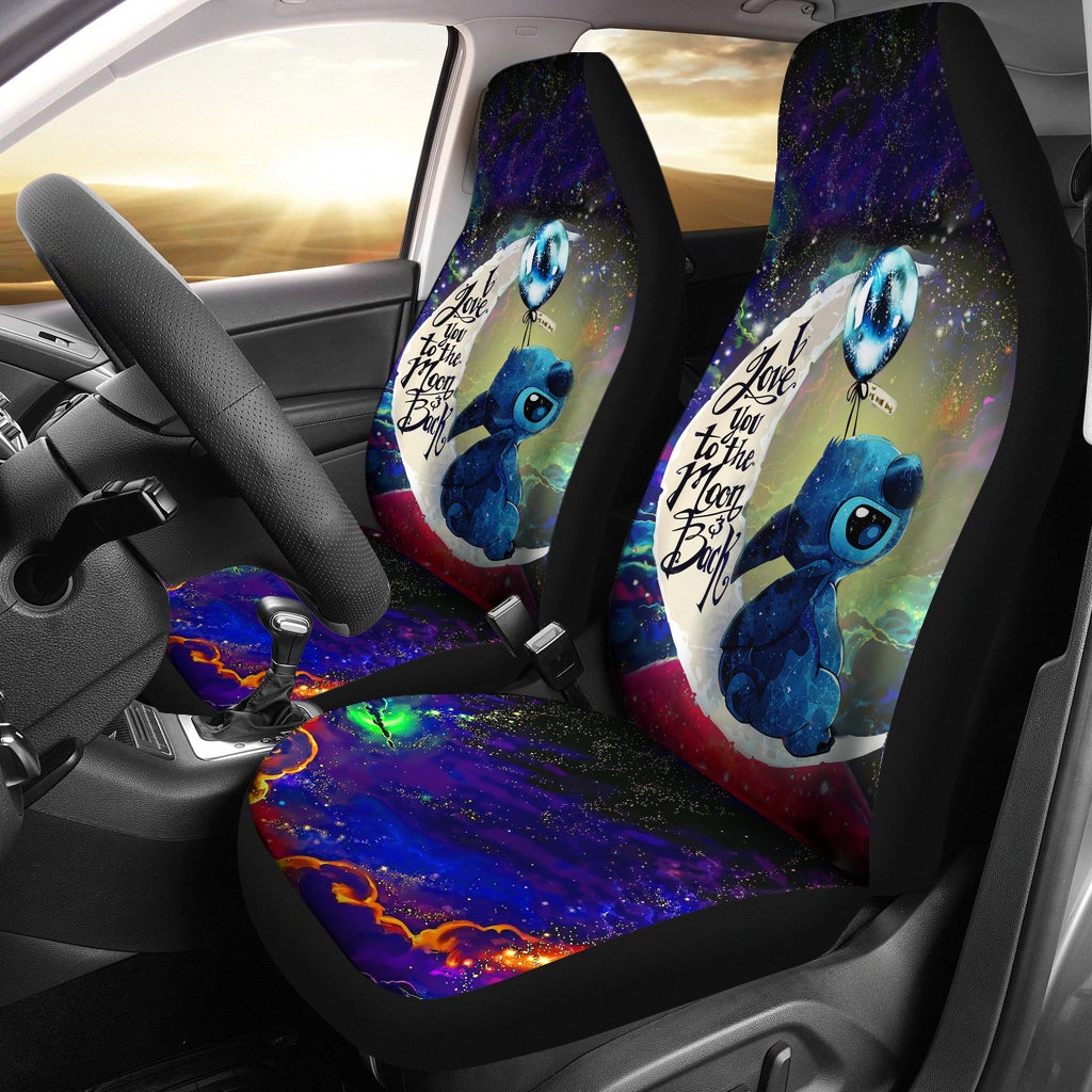 Stitch Love You To The Moon Galaxy Car Seat Covers