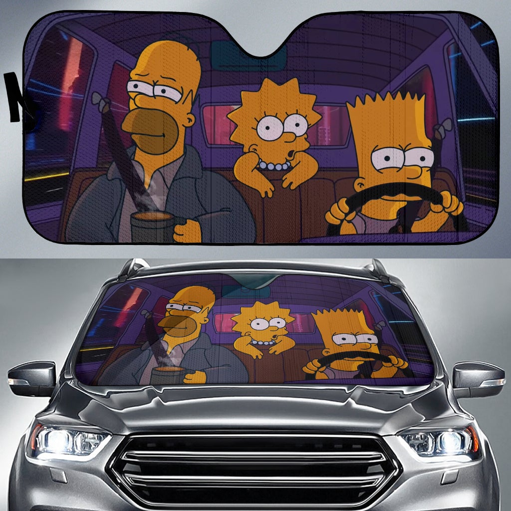 The Simpsons Bart Homer And Lisa Car Auto Sunshade