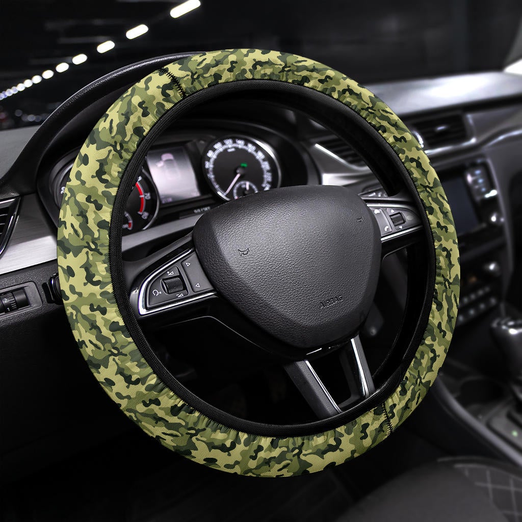 Camouflage Military US Army Green Premium Car Steering Wheel Cover