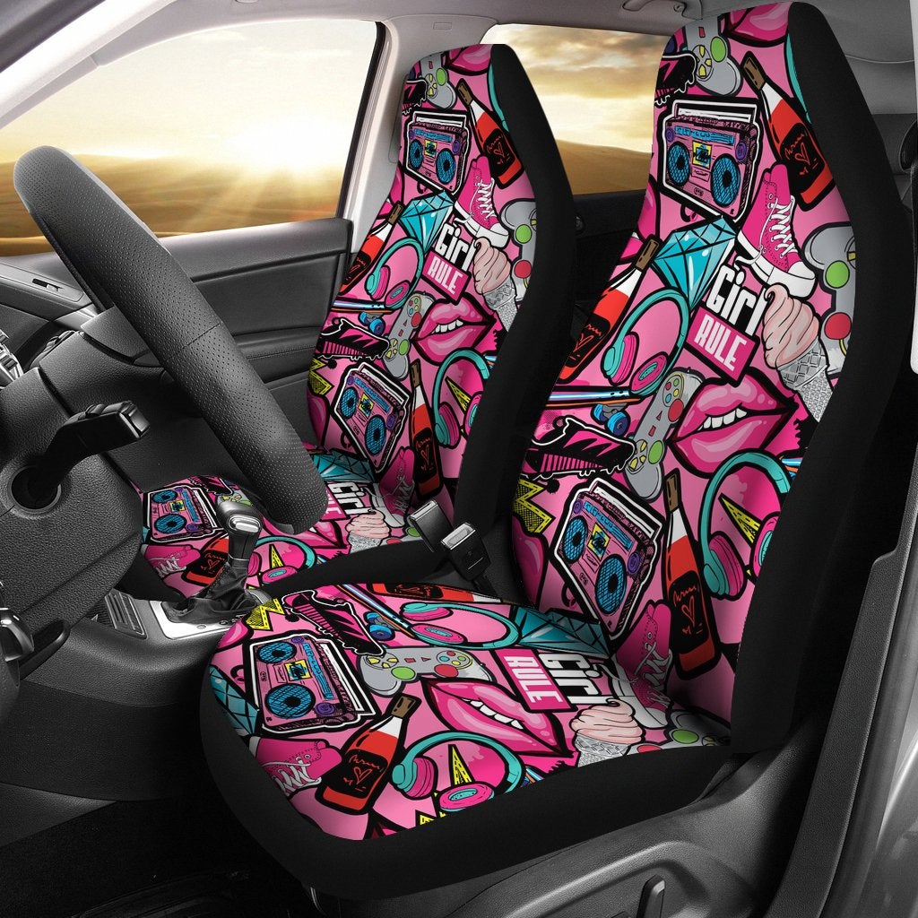 Best Pattern With Lips, Joystick, Headphones, Music Premium Custom Car Seat Covers Decor Protector
