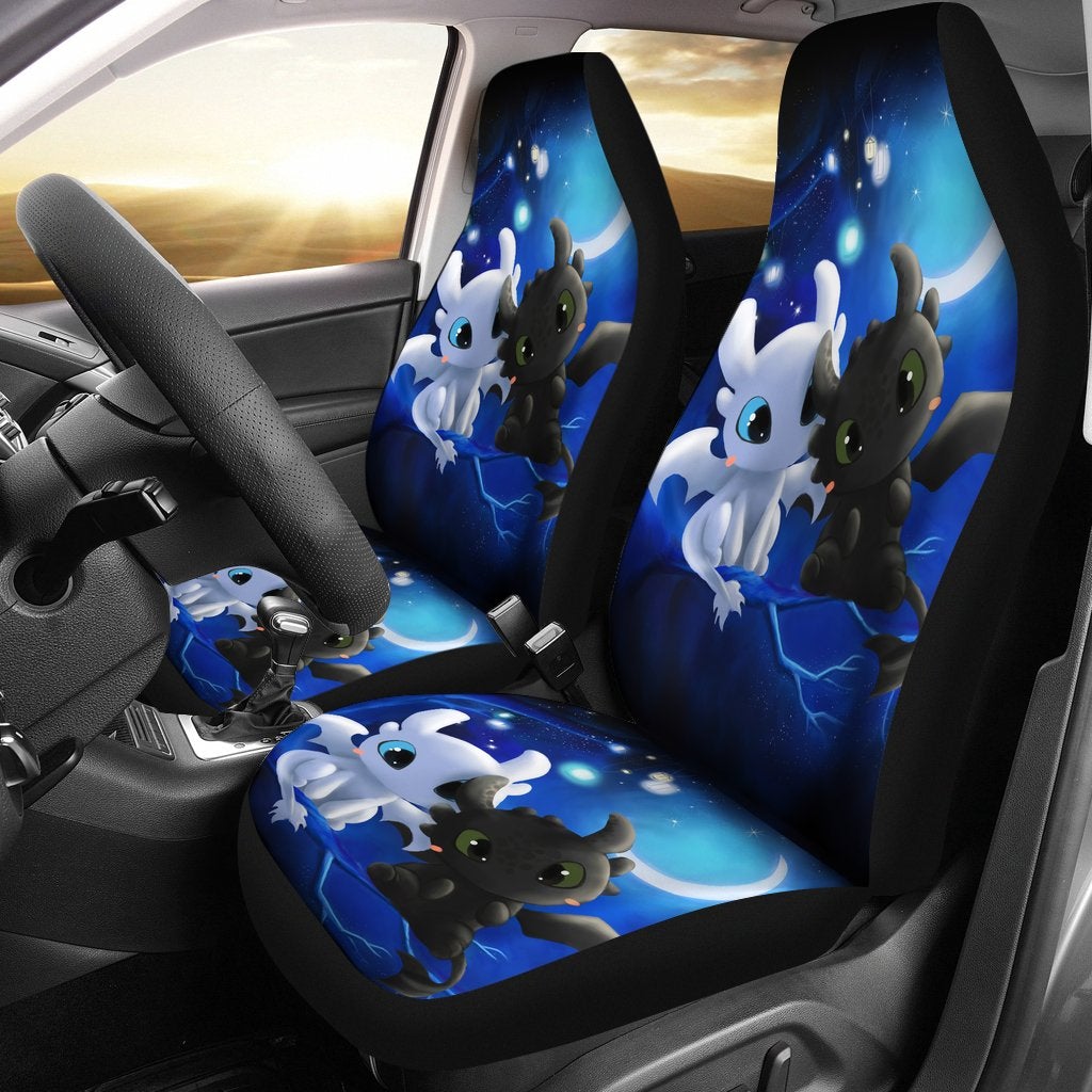 Toothless Night Fury Vs Light Fury Car Premium Custom Car Seat Covers Decor Protectors
