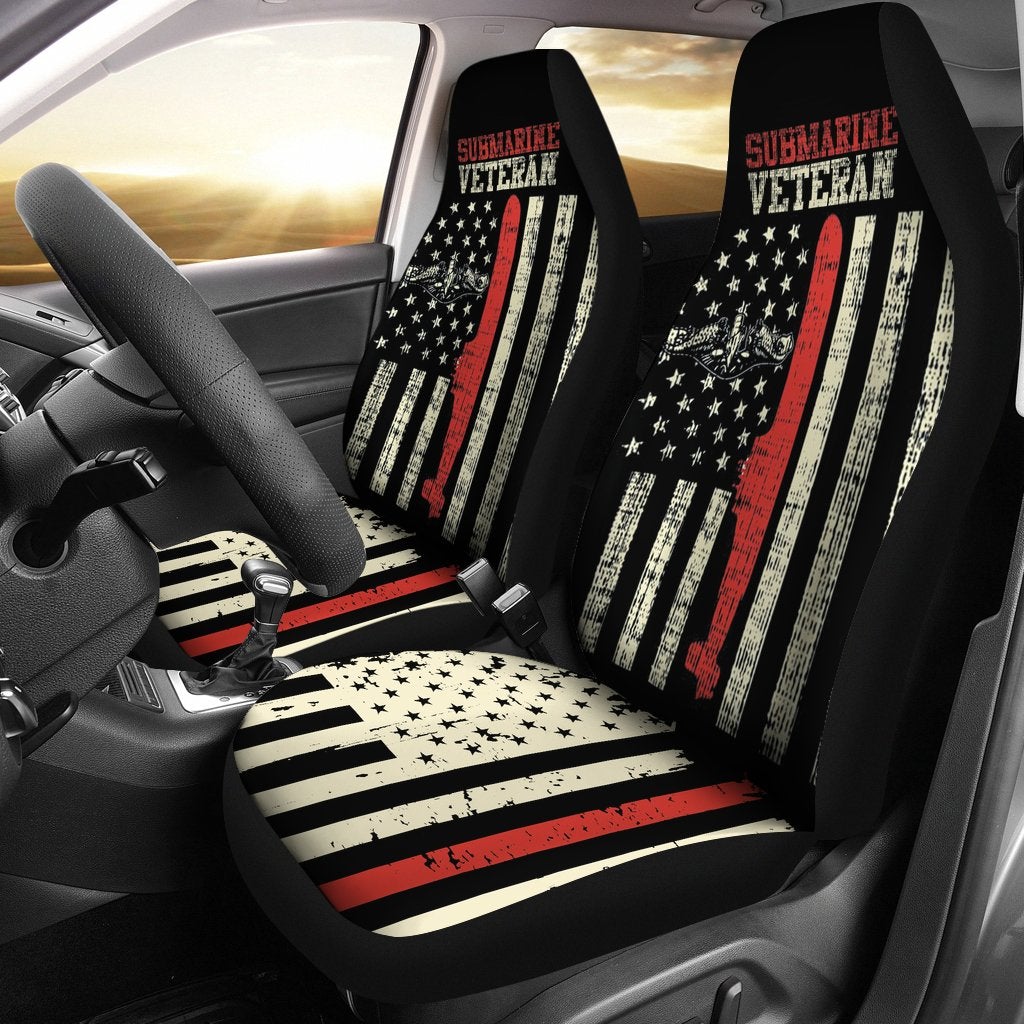 Best Us Navy Submarine Veteran Usa Flag Vintage Premium Custom Car Seat Covers Decor Protector