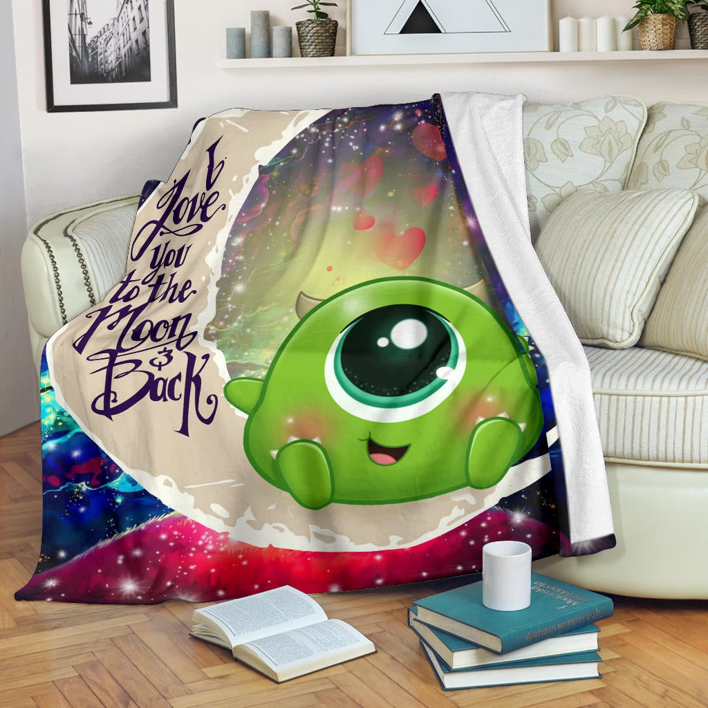 Cute Mike Monster Inc Love You To The Moon Galaxy Premium Blanket
