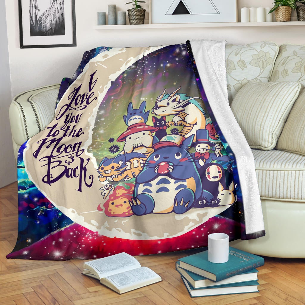 Ghibli Character Love You To The Moon Galaxy Premium Blanket