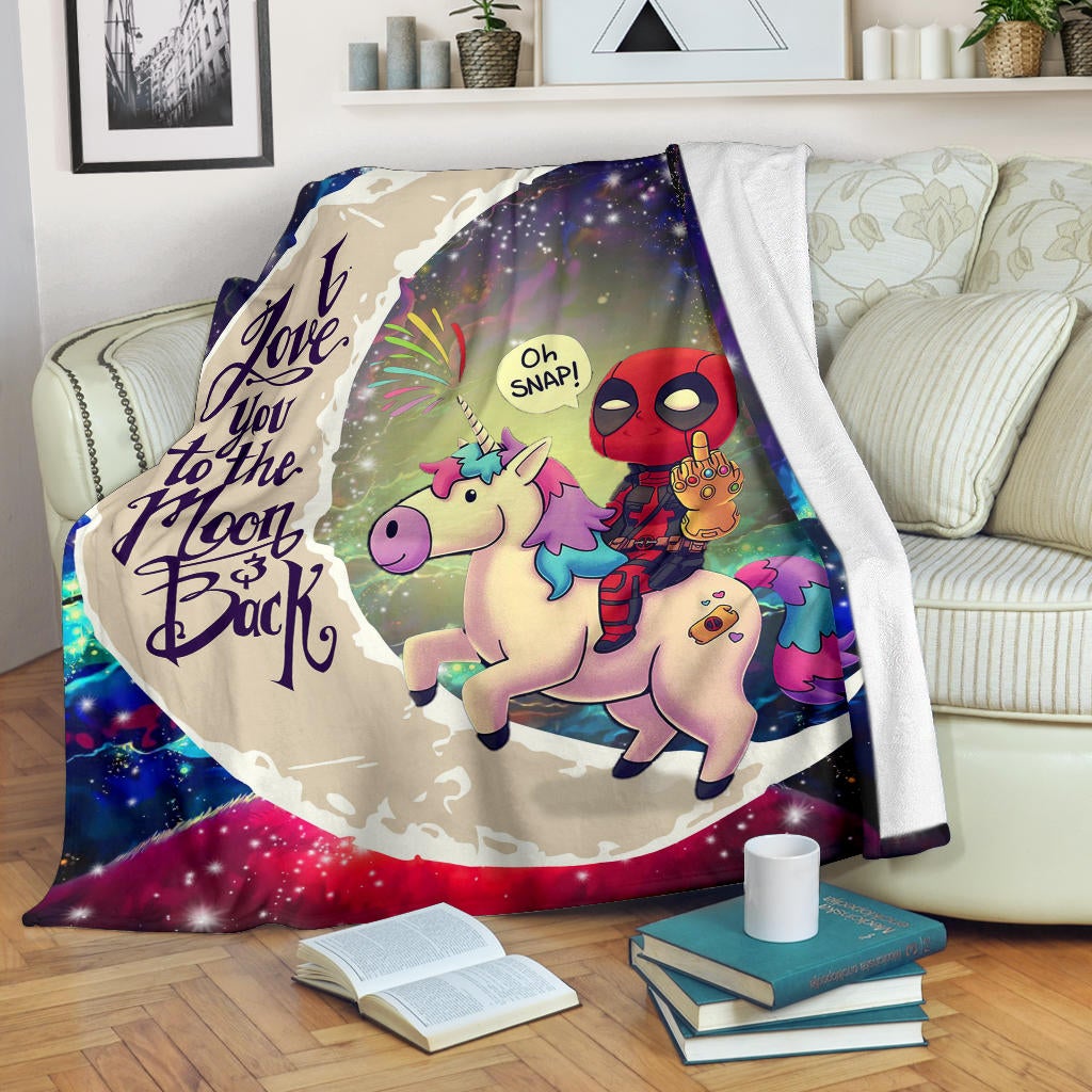 Deadpool Unicorn Love You To The Moon Galaxy Premium Blanket