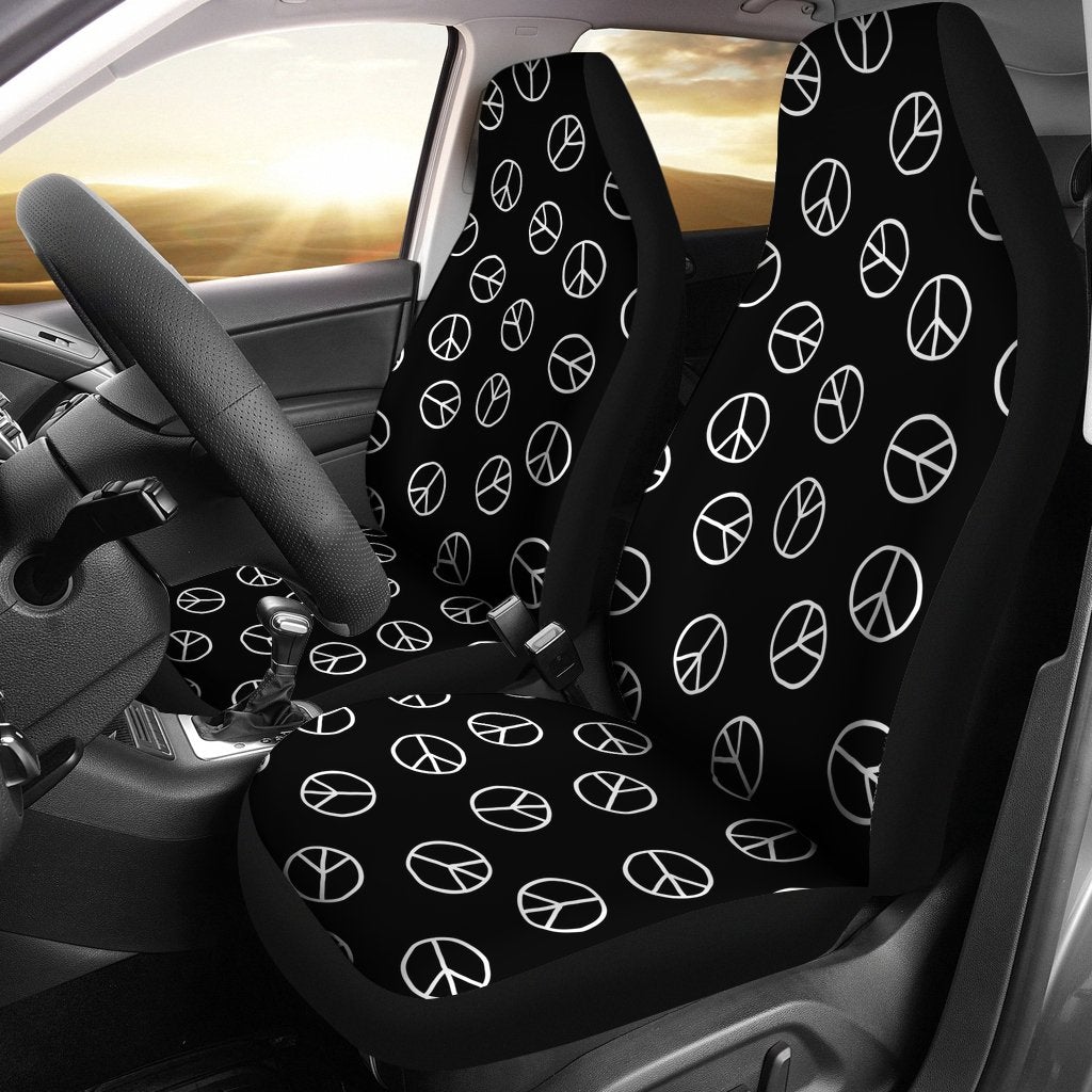 Best Pacifistic Sign Pattern In Doodle Style Premium Custom Car Seat Covers Decor Protector