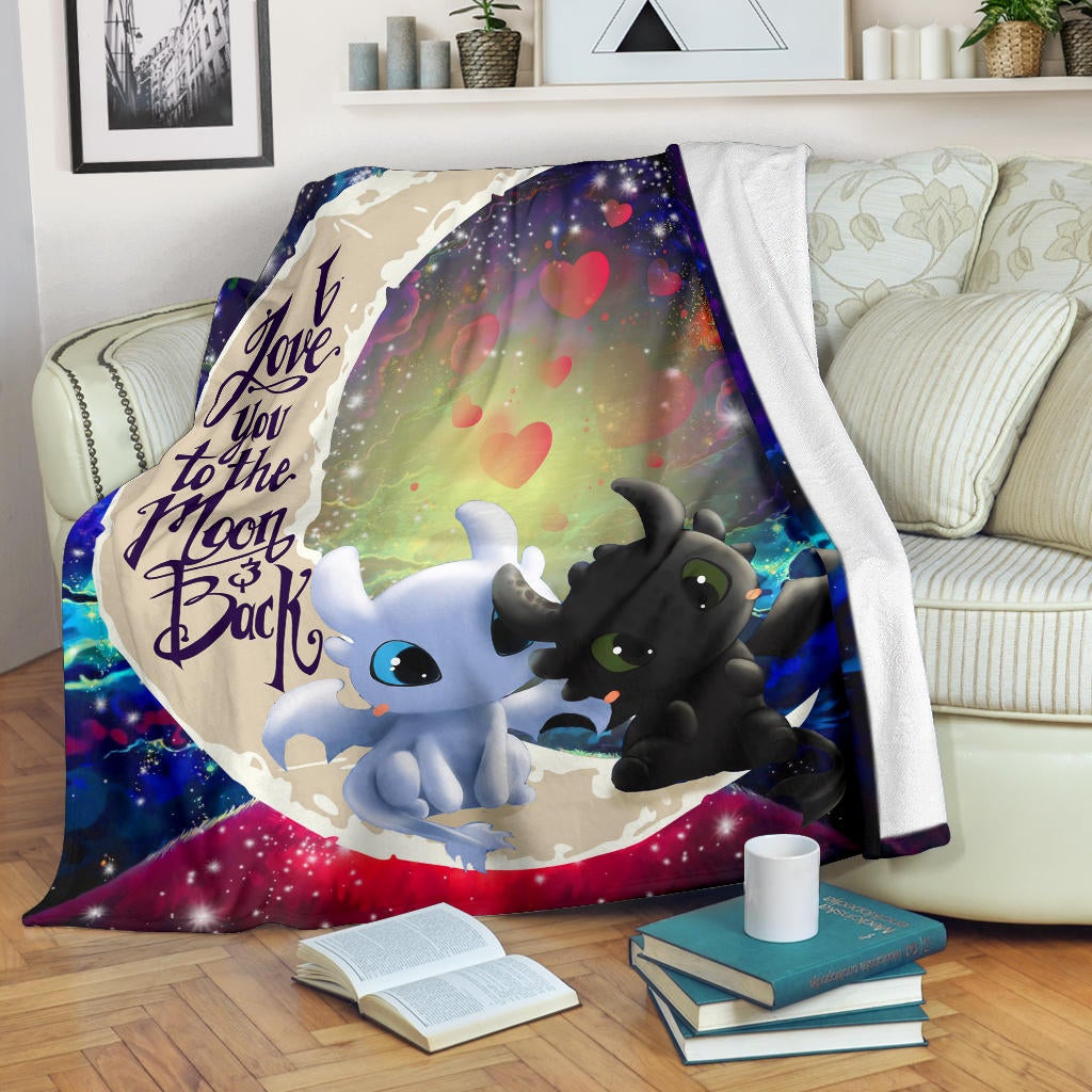 Toothless Light Fury Night Fury Love You To The Moon Galaxy Premium Blanket