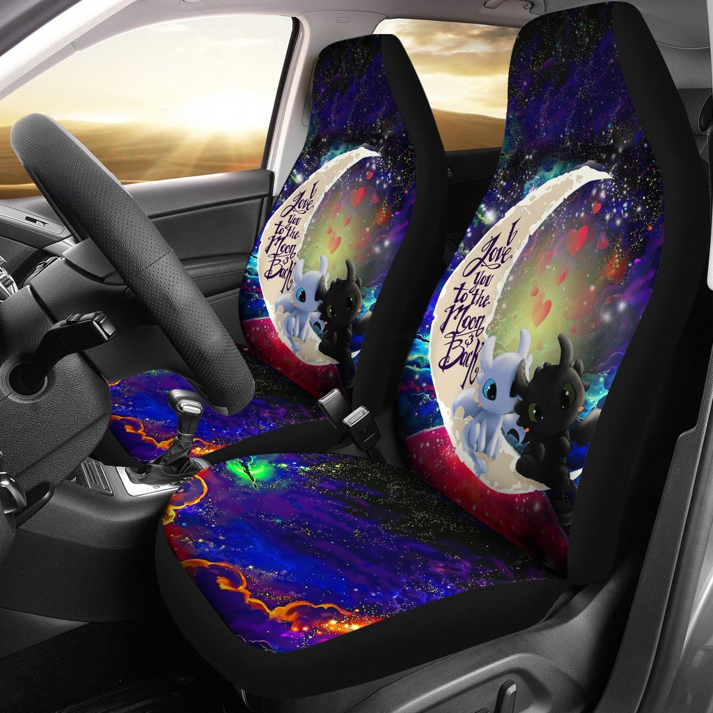 Toothless Light Fury Night Fury Love You To The Moon Galaxy Car Seat Covers