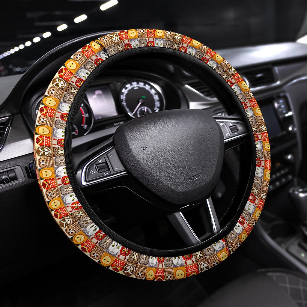 Owl Head Funny Premium Car Steering Wheel Cover