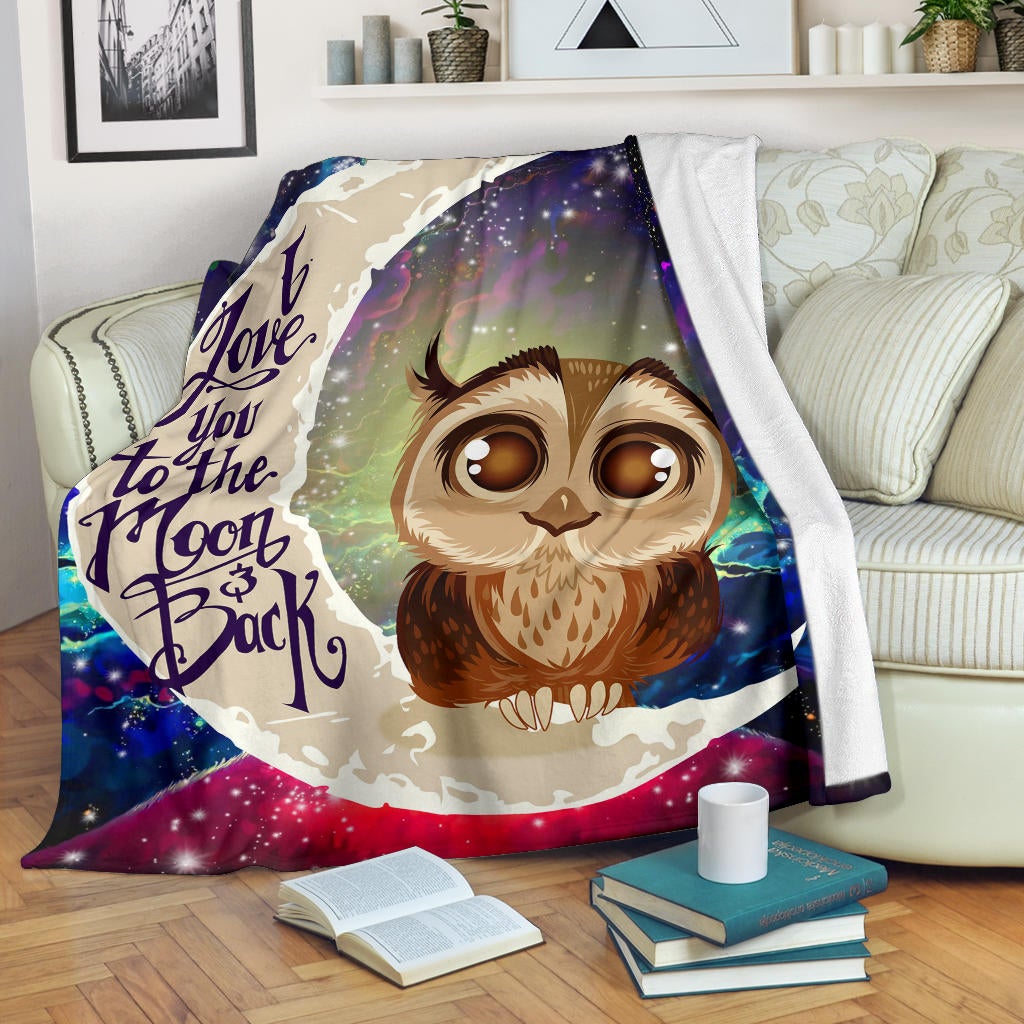 Cute Owl Love You To The Moon Galaxy Premium Blanket