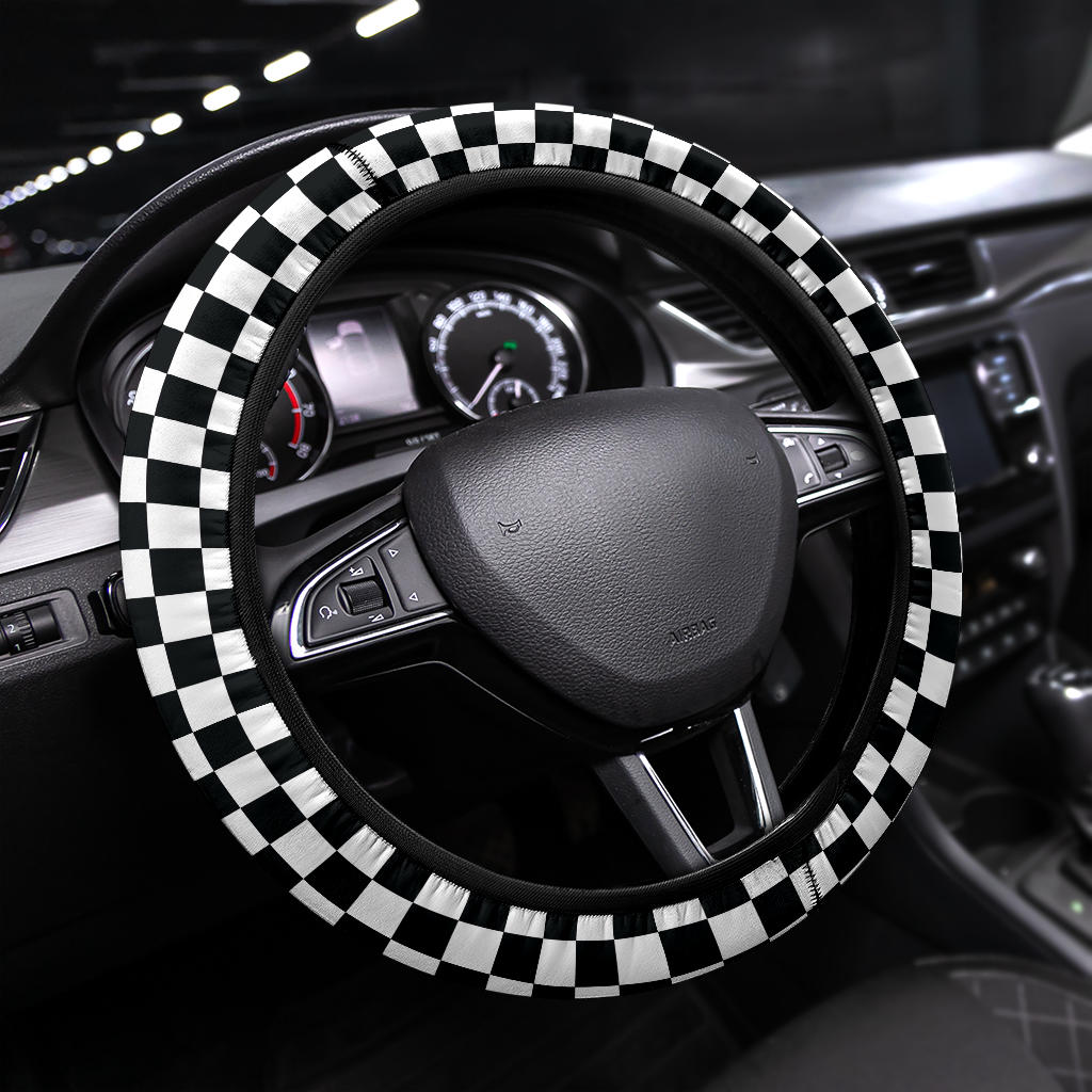 Caro Black White Fashion Premium Car Steering Wheel Cover