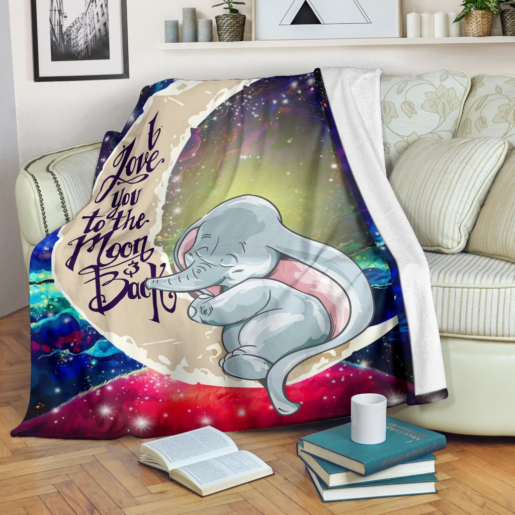 Dumbo Elephant Love You To The Moon Galaxy Premium Blanket