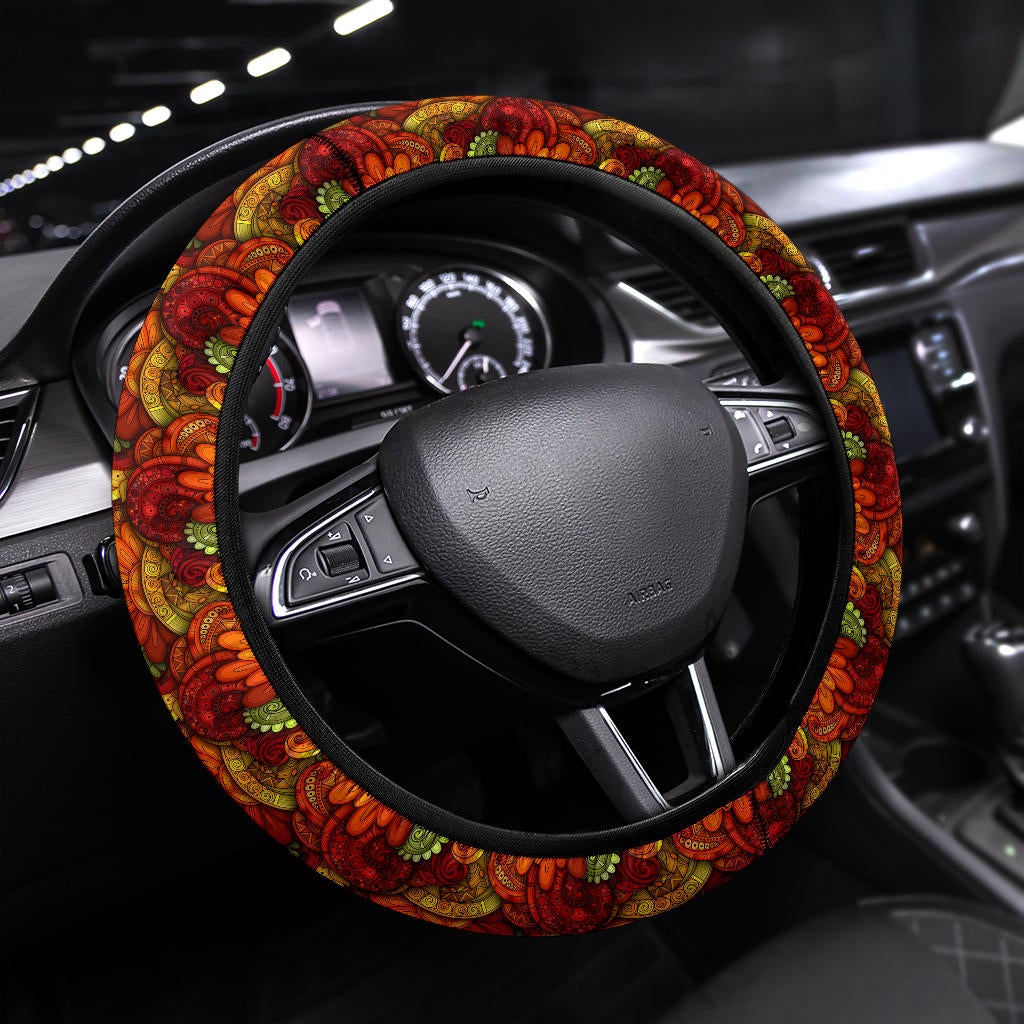 Flower Floral Retro Premium Car Steering Wheel Cover