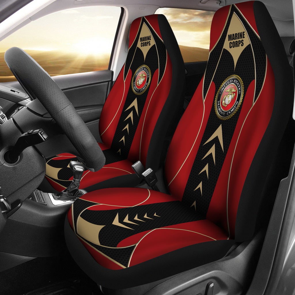 Best US Marine Corps Red Premium Custom Car Seat Covers Decor Protector