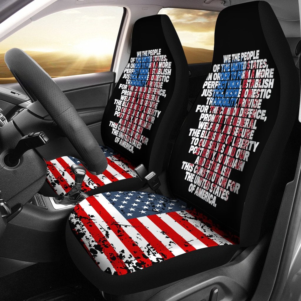 Best Us Constitution We The People With Vintage Flag Premium Custom Car Seat Covers Decor Protector