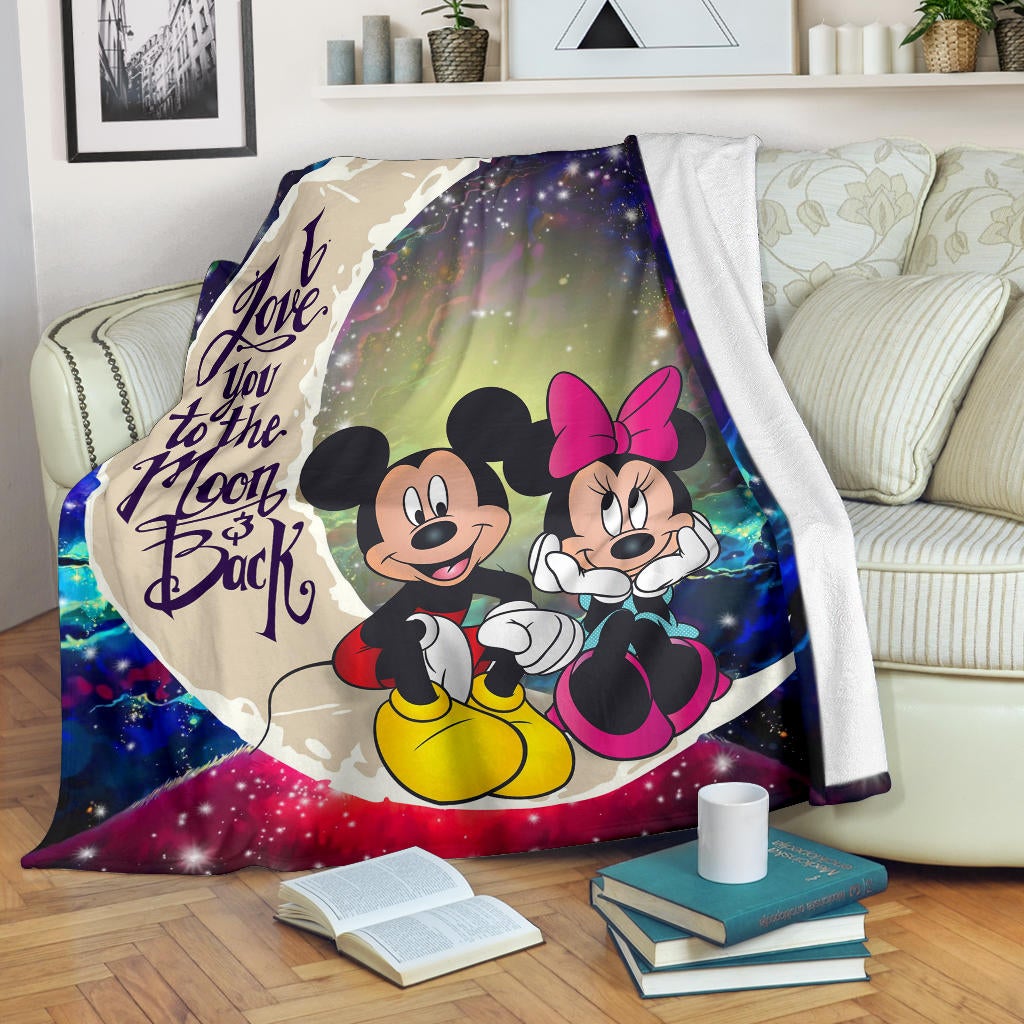 Mouse Couple Love You To The Moon Galaxy Premium Blanket