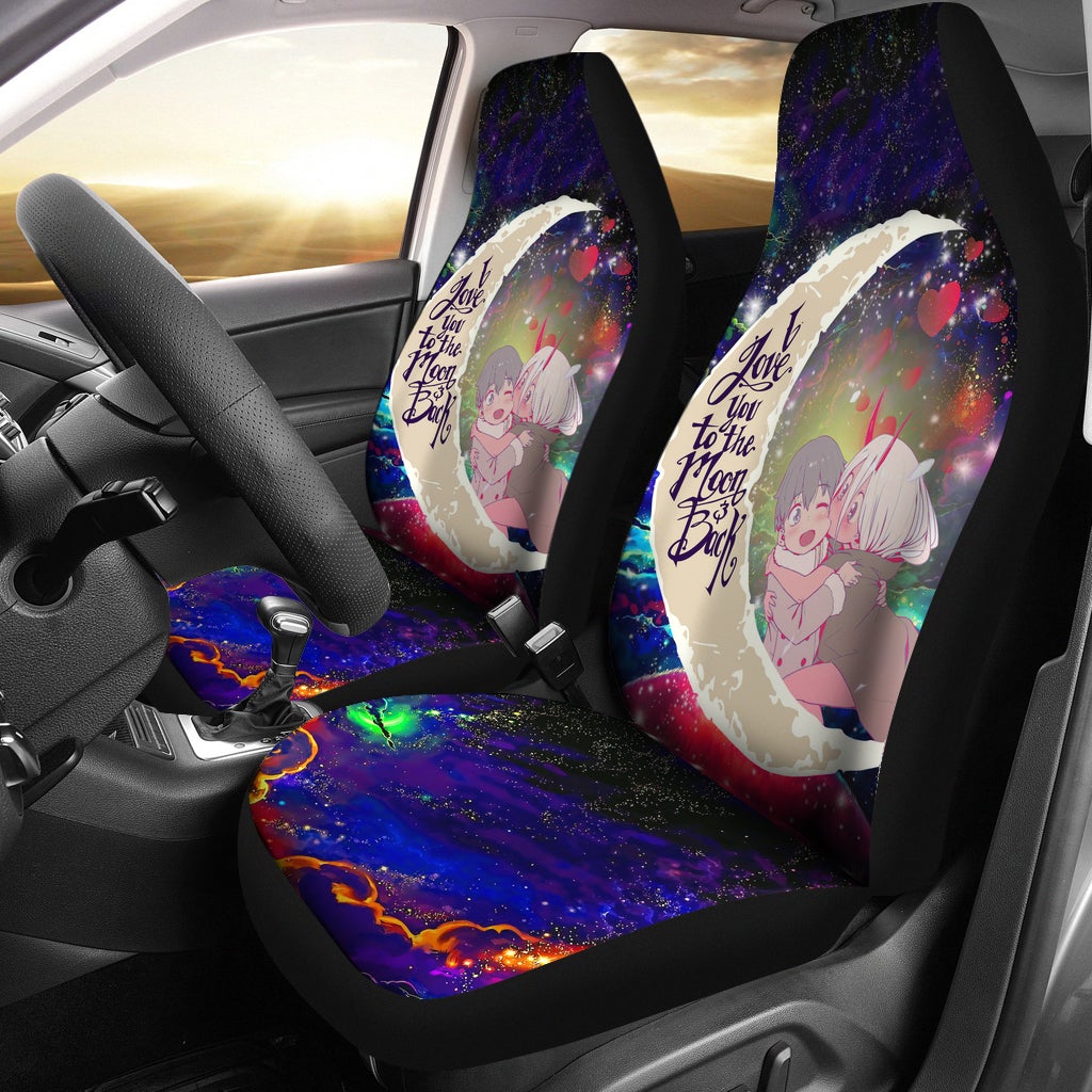 Darling In The Franxx Hiro And Zero Two Love You To The Moon Galaxy Car Seat Covers