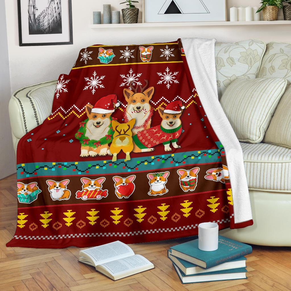 Red Corgi Christmas Blanket Amazing Gift Idea