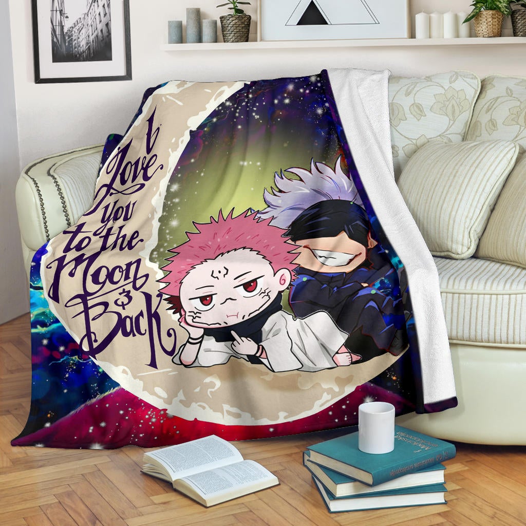 Jujutsu Kaisen Gojo Sakuna Chibi Anime Love You To The Moon Galaxy Premium Blanket