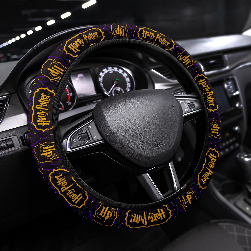 Harry Potter Farbic Purple Yellow Pattern Premium Car Steering Wheel Cover