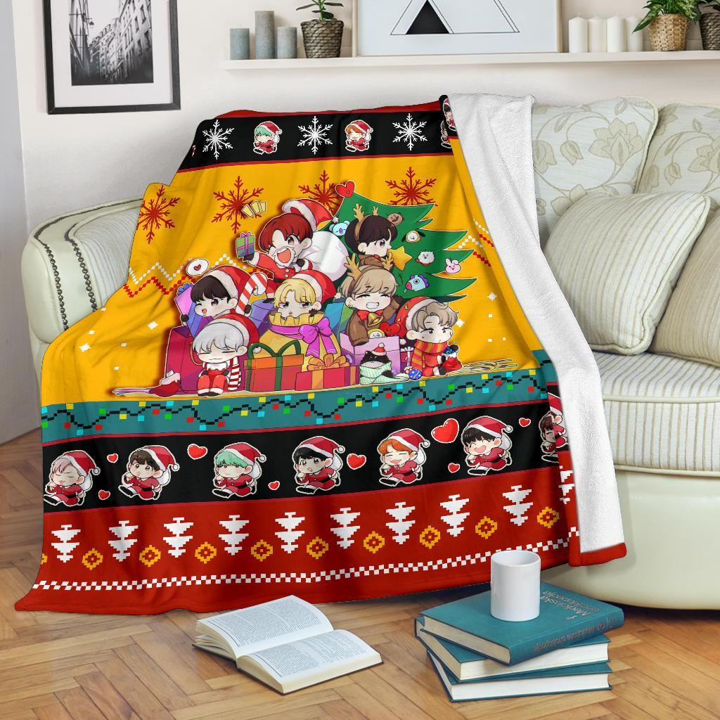 Red Yellow Bts Christmas Blanket Amazing Gift Idea