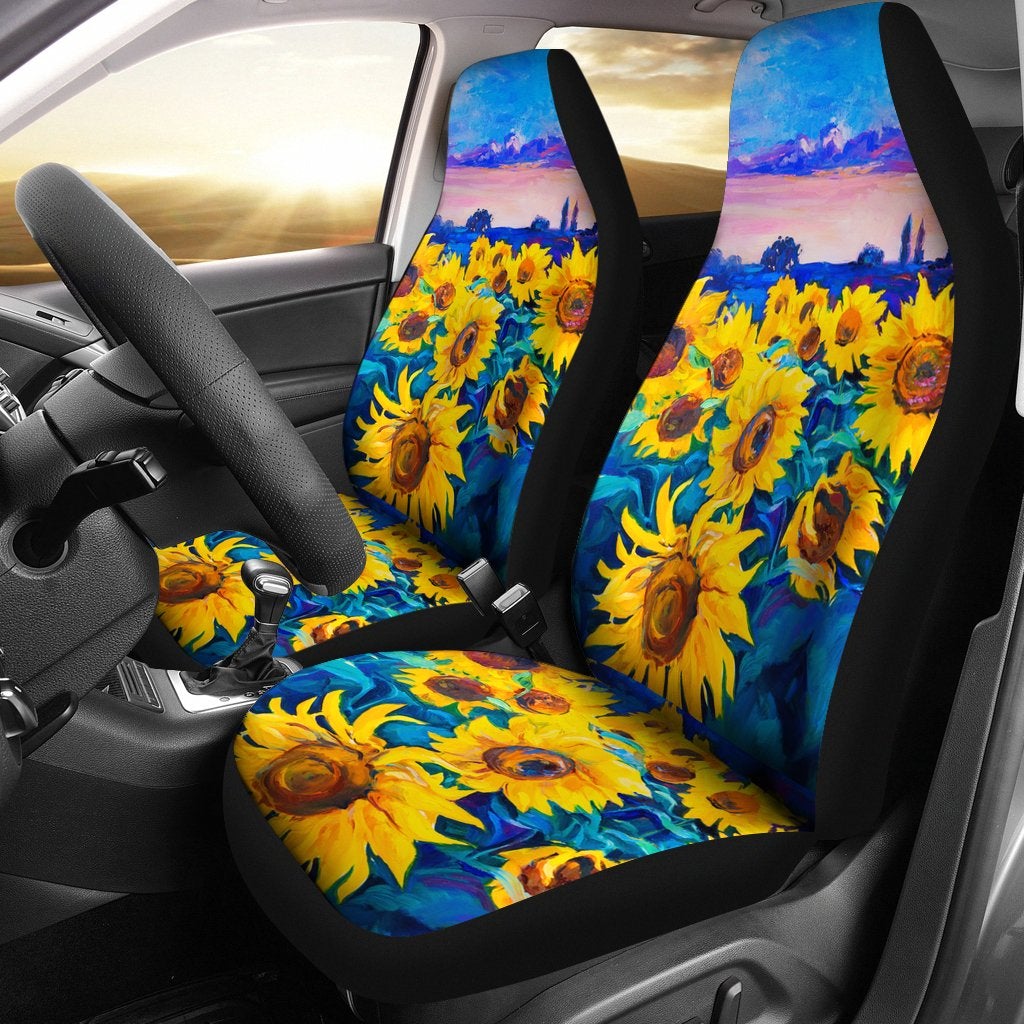Best New Painting Sunflower Premium Custom Car Seat Covers Decor Protector