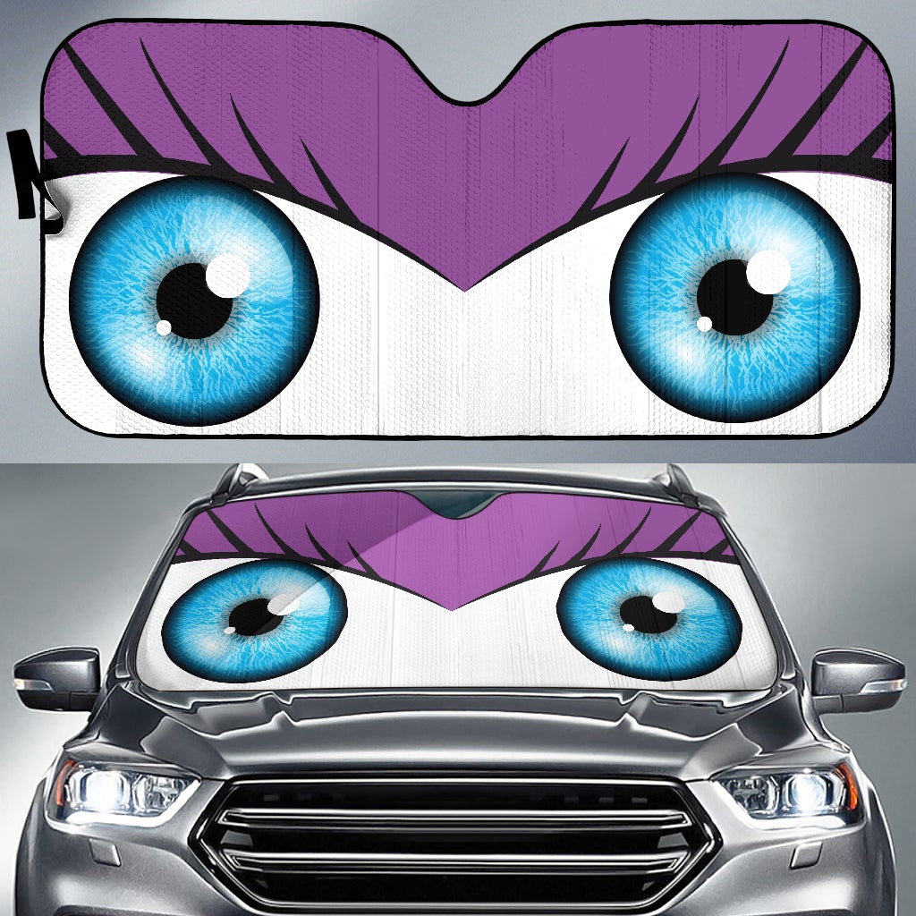 Purple Cute Eyes Cartoon Auto Sun Shades