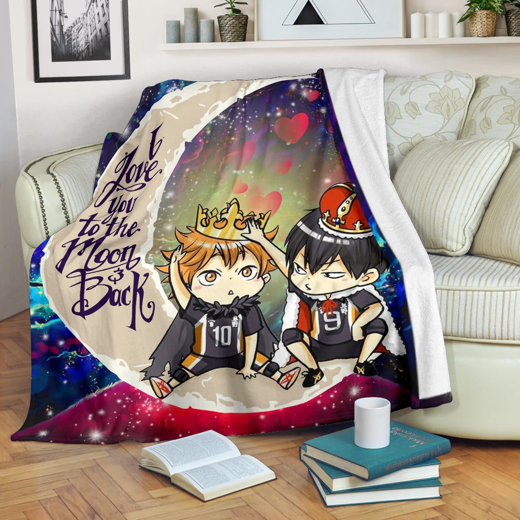 Hinata And Tobio Haikyuu Love You To The Moon Galaxy Premium Blanket