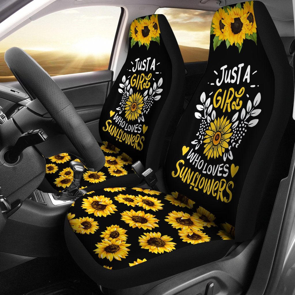 Best Just A Girl Sunflower Florist Premium Custom Car Seat Covers Decor Protector