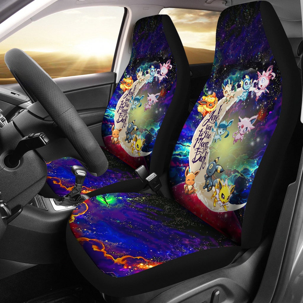 Eevee Evolution Pokemon Love You To The Moon Galaxy Car Seat Covers