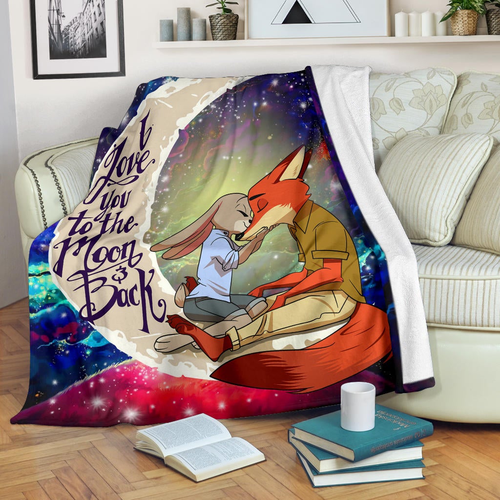 Fox Couple Love You To The Moon Galaxy Premium Blanket