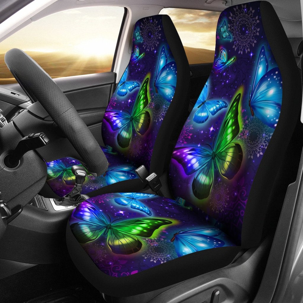 Best New Neon Butterfly Premium Custom Car Seat Covers Decor Protector