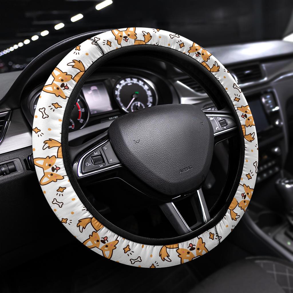 Corgi Cute Partern Premium Car Steering Wheel Cover