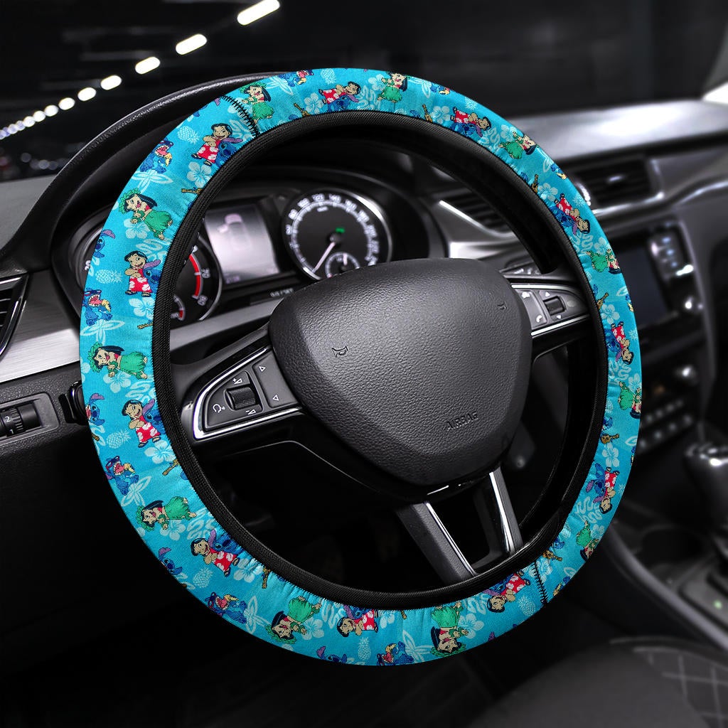 Lilo And Stitch Dance Aloha Premium Car Steering Wheel Cover