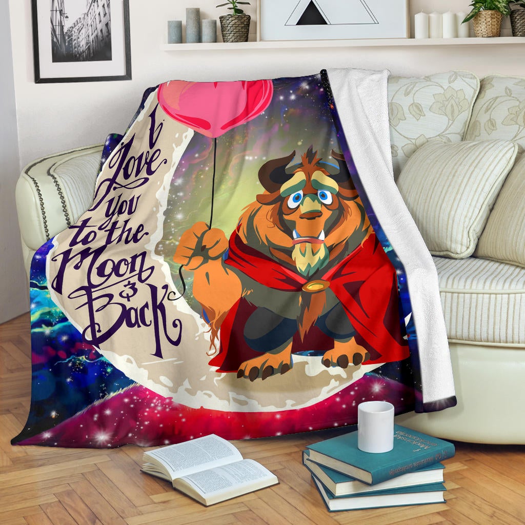 Beauty And The Beast Love You To The Moon Galaxy Premium Blanket