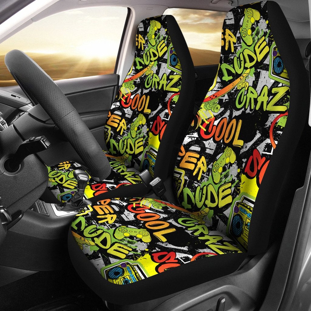 Best Cool Abstract Bright Graffiti Pattern Premium Custom Car Seat Covers Decor Protector