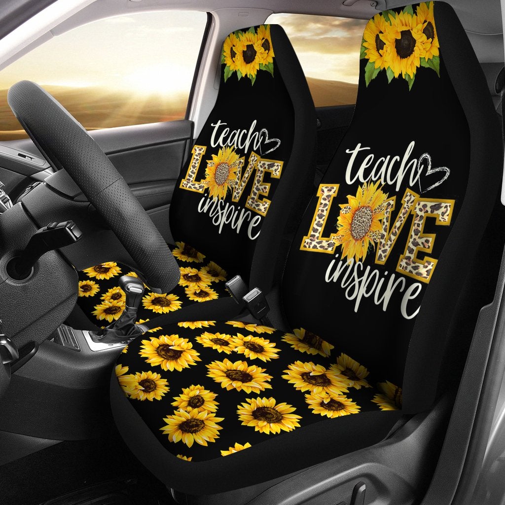 Best Teach Love Inspire Cute Sunflower Seat Covers Car Decor Car Protector