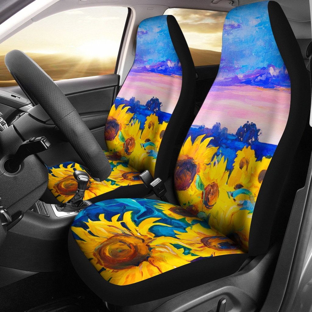 Best Painting Sunflower Hd Premium Custom Car Seat Covers Decor Protector