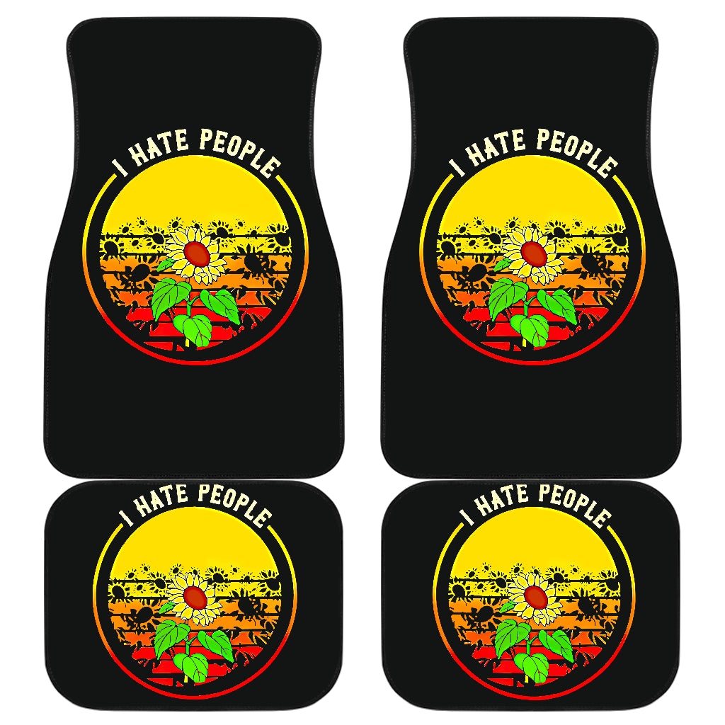 Sunflowers I Hate People Front And Back Car Mats (Set Of 4)