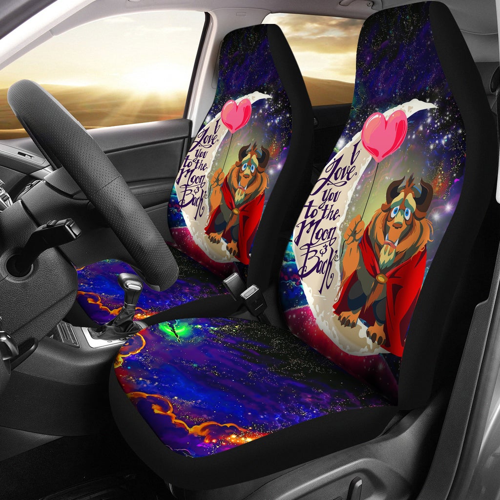 Beauty And The Beast Love You To The Moon Galaxy Car Seat Covers