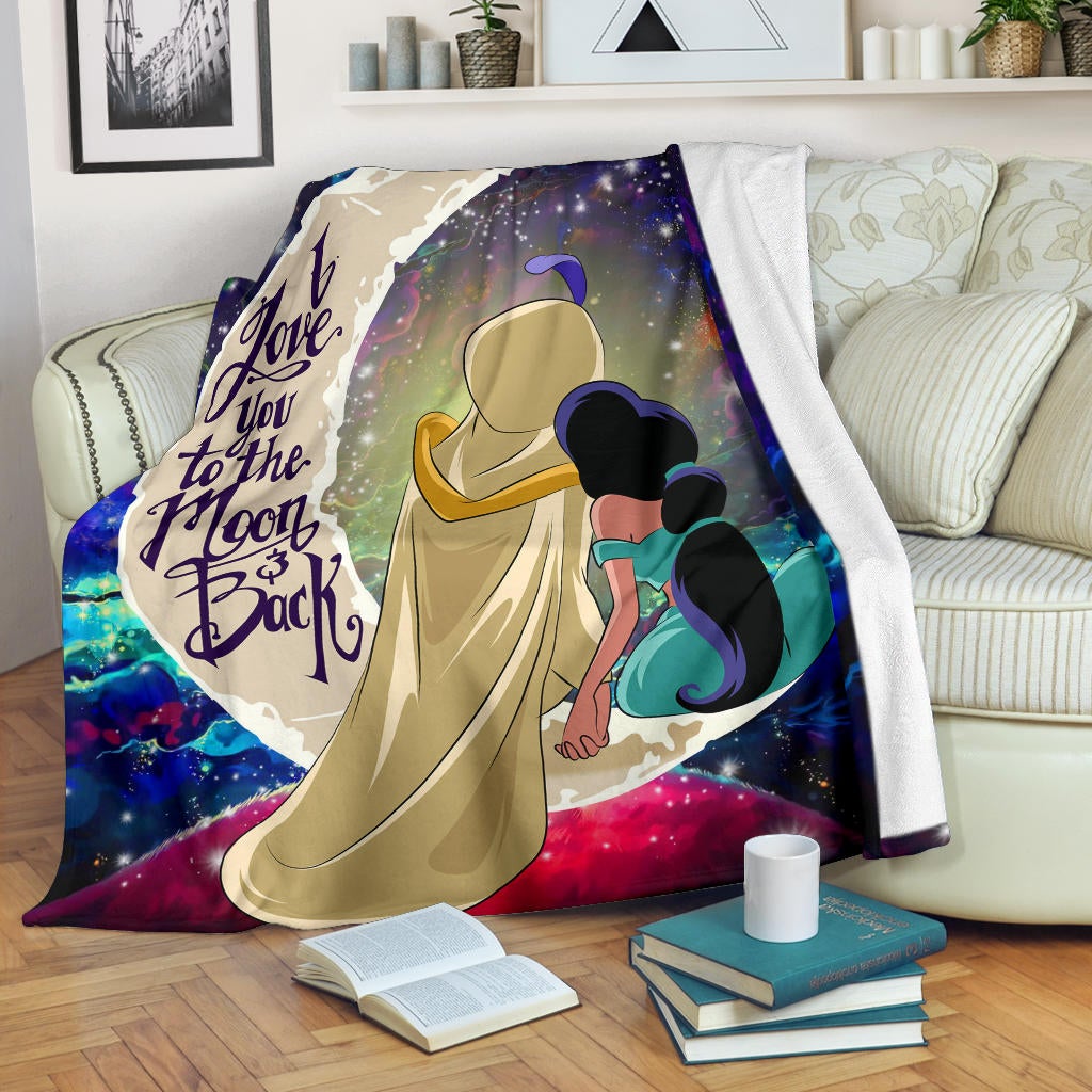 Aladin Couple Love You To The Moon Galaxy Premium Blanket